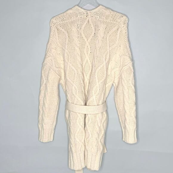 Vanessa Bruno S Suzanne Cable Knit Cardigan Sweater Belted Beige - Picture 3 of 9